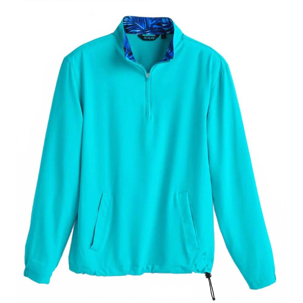 NEW SCALES men's solid quarter zip up in aqua